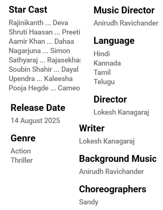 Coolie Full Cast